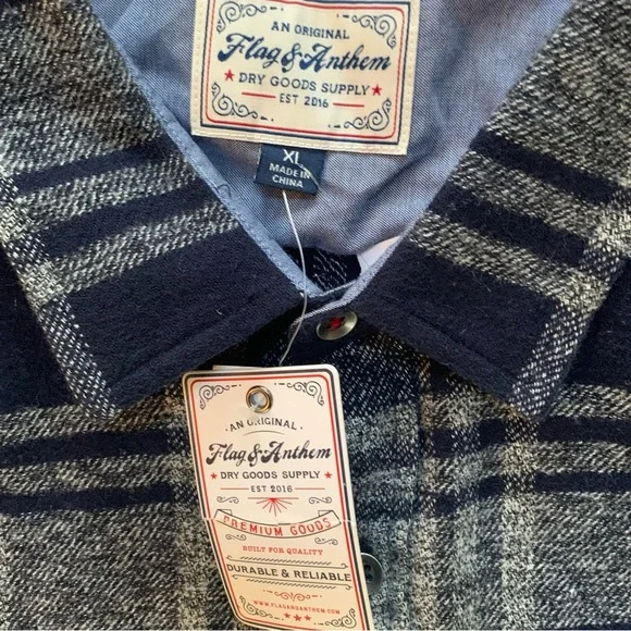Flag & Anthem Northway LS Single Pocket Flannel Shirt | XL | Navy/Grey NEW!! - Picture 7 of 13